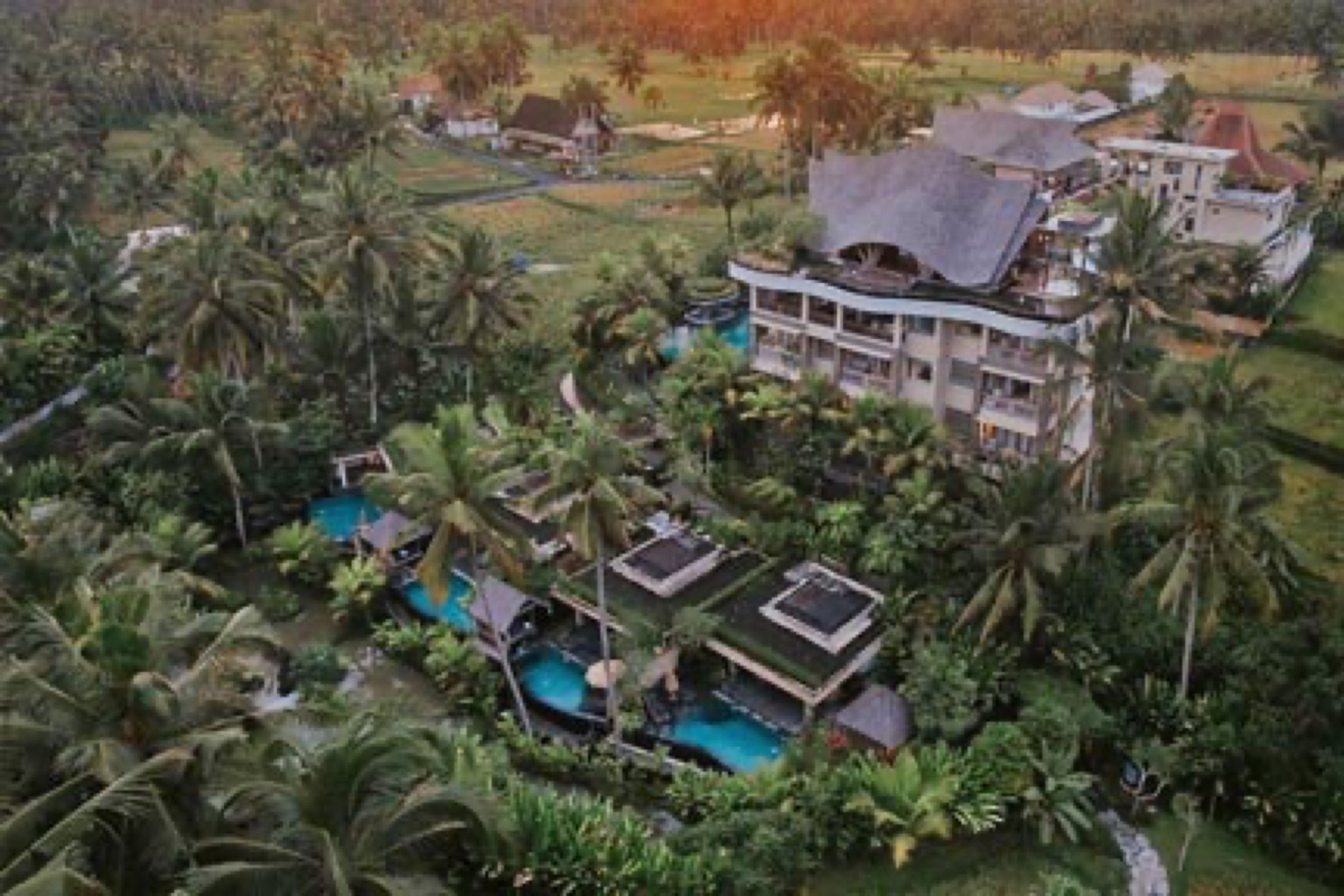 Aerial view of Kuwarasan and the surrounding rice paddies