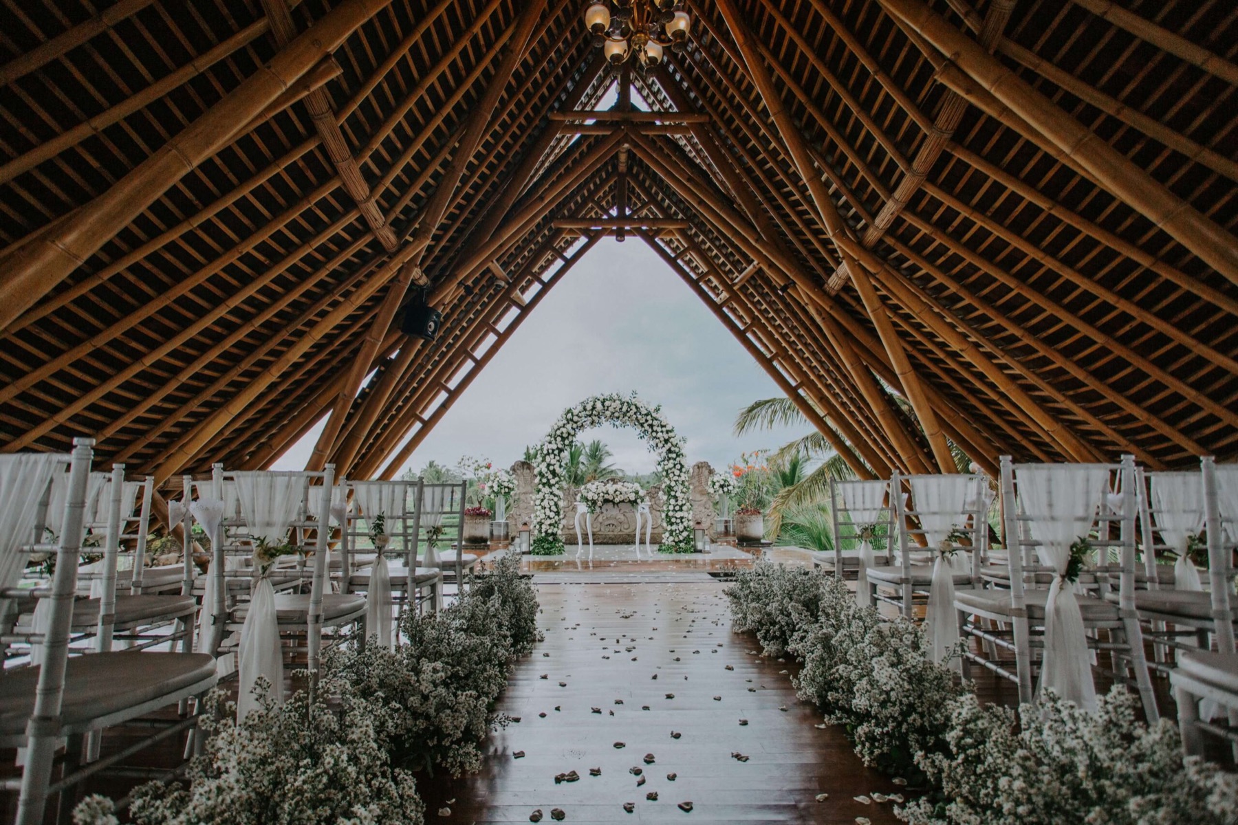 Balinese-inspired bamboo pavilion at Kuwarasan